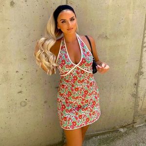 Zara halter neck knit mini dress